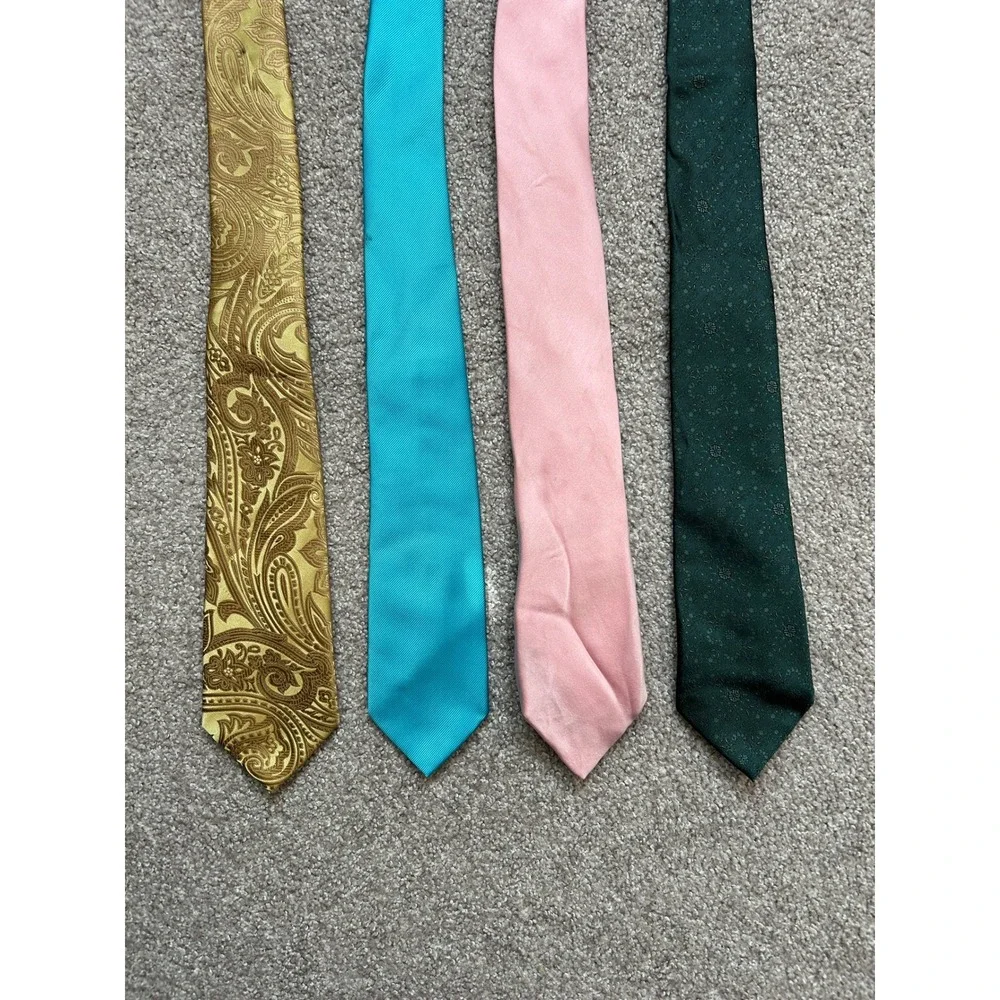 Formal Wear Necktie 4Bundle Mens OS Multicolored Good Silk Paisley Floral Ribbed
